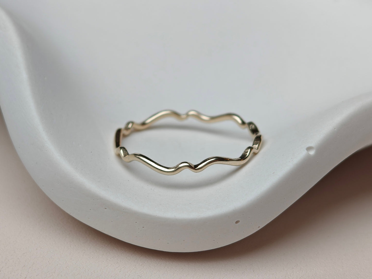 9ct Recycled Gold Dainty Fancy Wave Stacking Ring