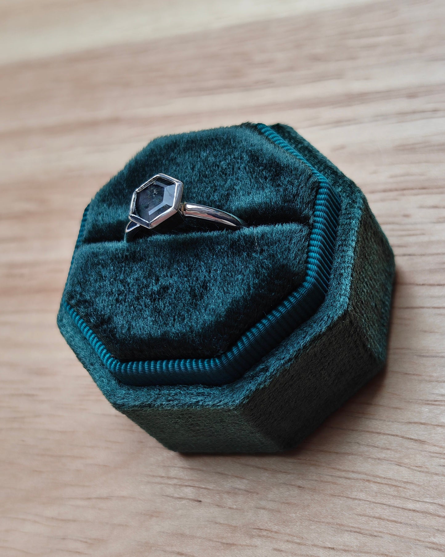 THE FOREST - Recycled Sterling Silver Hexagon Moss Agate Ring